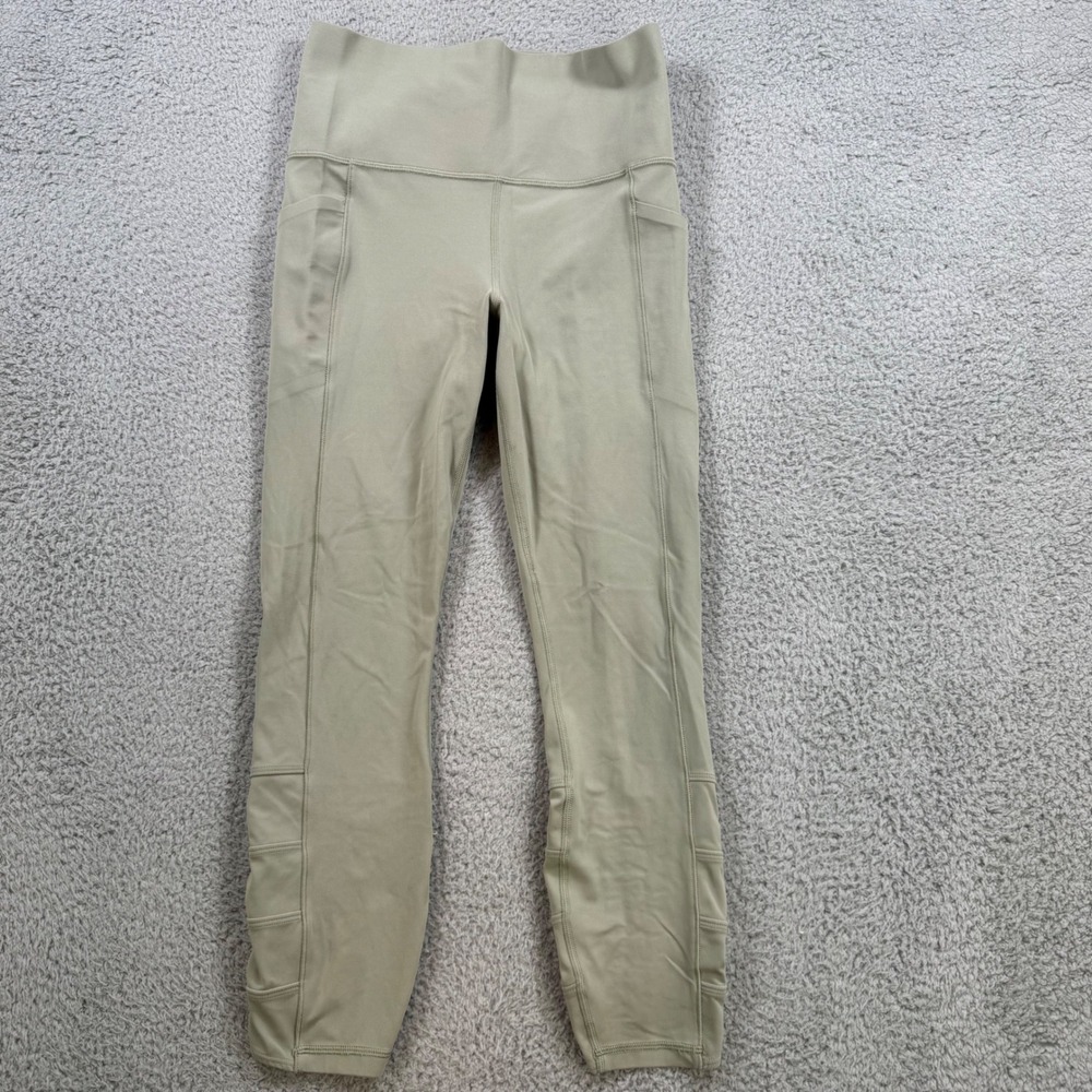 Athleta Salutation Stash‎ Pocket II Cinch 7/8 Leggings Women's Size S Green